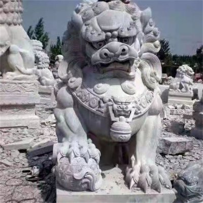 驿站宅院门口青石石雕狮子雕塑 狮子雕塑石狮子诗句博物院戈壁石