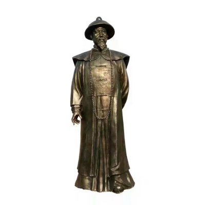 玻璃钢仿铜古代人物景观雕塑 