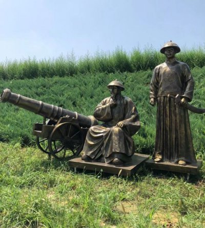 古代人物景观玻璃钢仿铜摆件 