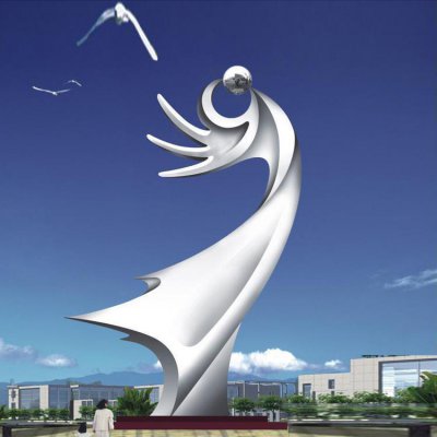 广场摆放大型不锈钢抽象艺术园林景观雕塑 景观雕塑喷泉纪念性护栏城区