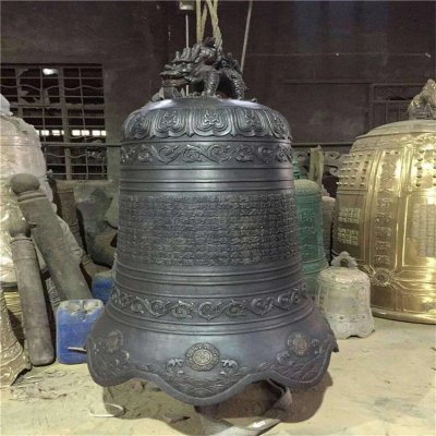 寺庙铸铜经文祈福大钟雕塑 铜钟雕塑厂家高清园林狮子