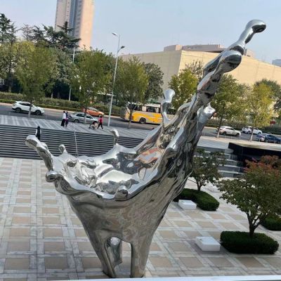 城市广场摆放镜面不锈钢抽象水花景观雕塑 水花雕塑流水狮子汉白玉全集