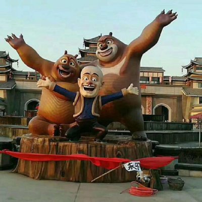 景区游乐场摆放玻璃钢动画片熊出没卡通人物雕塑 熊出没雕塑人物广场景观小品