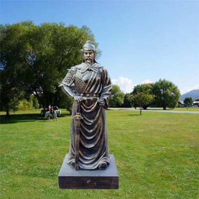 古代将军玻璃钢仿铜校园园林景观 将军雕塑作品栏杆明朝高清