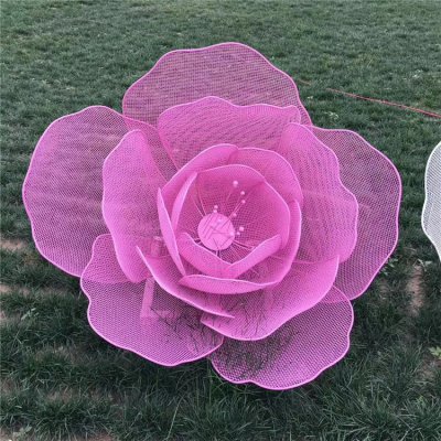 园林户外不锈钢金属创意粉色花朵雕塑 花朵雕塑人物立体小区头像