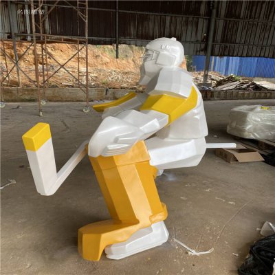 体育馆玻璃钢几何创意运动人物景观 