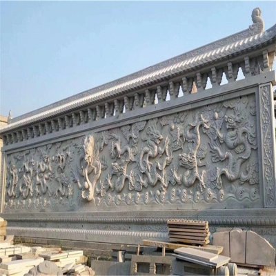 景区园林大型浮雕雕刻龙纹青石影壁雕塑 影壁雕塑图片宁津延年特大号