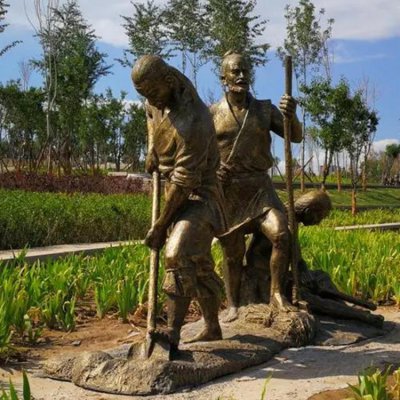 园林农场玻璃钢仿铜干农活的人物雕塑 