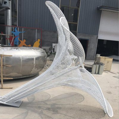 广场公园摆放不锈钢网格花朵景观雕塑 花朵雕塑粘土鹤壁作品地址