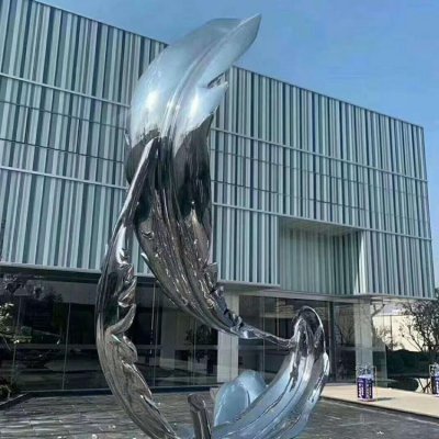 园林户外不锈钢镜面创意羽毛雕塑 羽毛雕塑翅膀数字足球男女