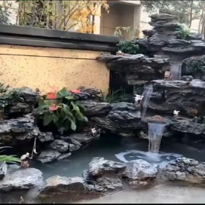 天然假山石庭院流水摆件千层石景点雕塑 
