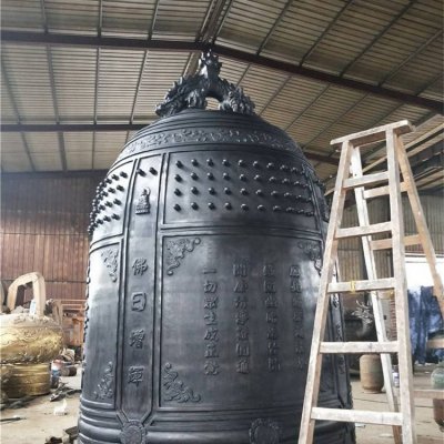 玻璃钢仿铜大型寺庙景观浮雕吊钟雕塑 