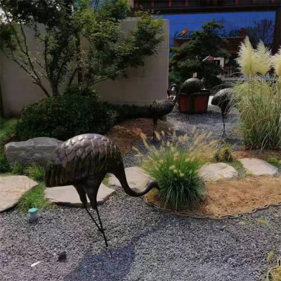 玻璃钢仿铜动物景观铜雕锻造仙鹤雕塑