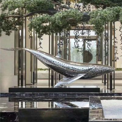 会所饭店水景摆件不锈钢创意镜面鲸鱼雕塑 鲸鱼雕塑沙滩纹身生产厂迷你
