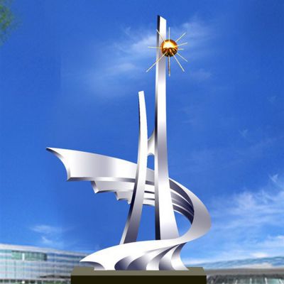 校园广场大型户外景观摆件不锈钢抽象标志 标志雕塑城市大人机器三大