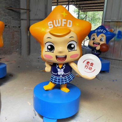 饭店创意光盘行动玻璃钢卡通人物景观装饰摆件 
