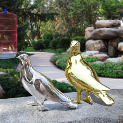 镜面户外不锈钢抽象动物景观小鸟雕塑 小鸟雕塑作品镂空泥雕博物馆