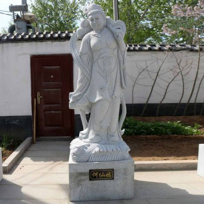 景区园林景观青石石雕神话人物何仙姑雕塑 