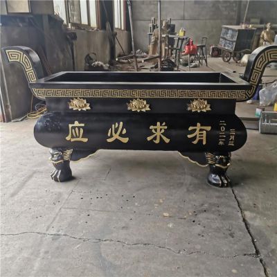 景点寺庙户外摆放铁艺长形香炉雕塑 香炉雕塑厂家雕之乡禅意石刻