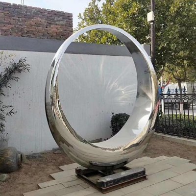 小区广场摆放抛光不锈钢抽象艺术圆环雕塑 圆环雕塑不锈钢博物院手工直径