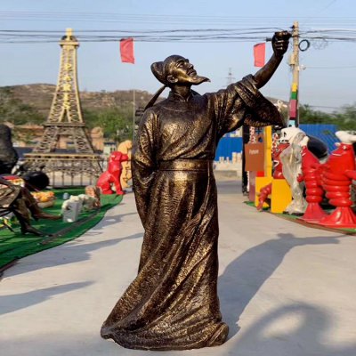 古代名人玻璃钢仿铜李白雕塑 李白雕塑头像黄庭坚历史黄鹤楼
