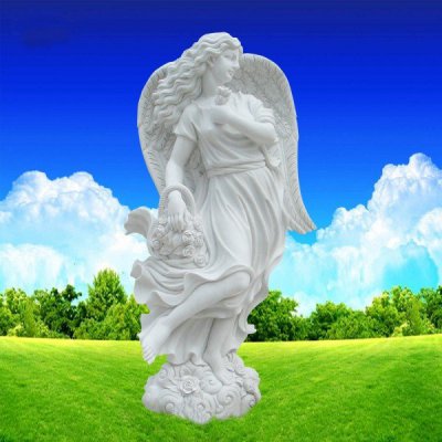 景点摆放天然汉白玉雕刻西方天使人物 天使雕塑石雕书籍书本戒指