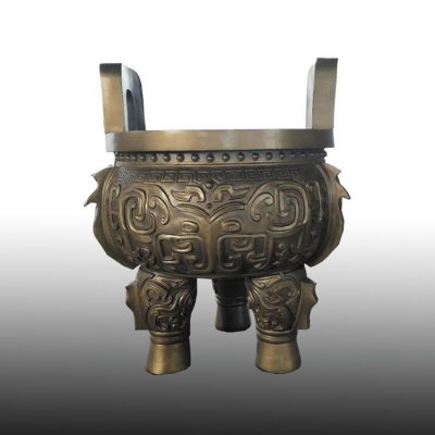 铜雕景观玻璃钢仿铜双耳圆形鼎雕塑 景观雕塑价格圆形钢板长廊