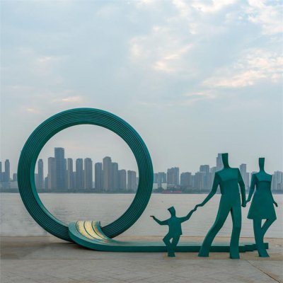 户外海边不锈钢抽象一家三口的情景人物雕塑 一家雕塑三口汉白玉野鸭园林