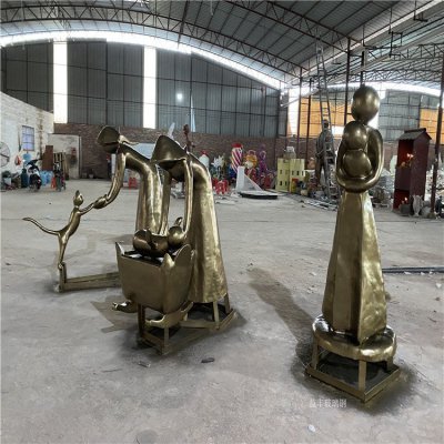 玻璃钢仿铜抽象人物摆件 
