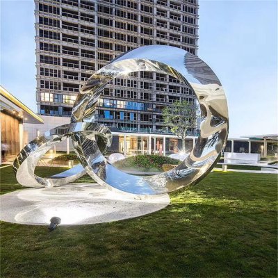 创意镜面几何景观圆环 圆环雕塑厂家临清型号梁平