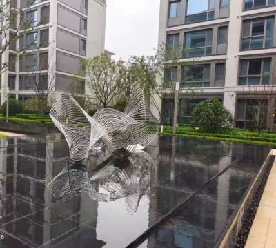 园林户外不锈钢金属创意异形景观水景装饰摆件 水景雕塑公园地产种类理念