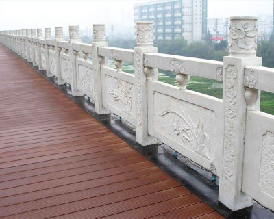 河道装饰大理石梅兰竹菊栏板祥云石柱 