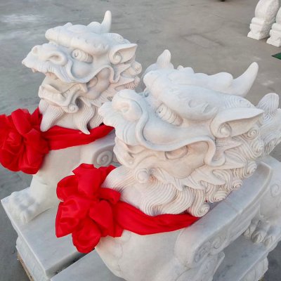 园林户外青石石雕招财镇宅门墩貔貅雕塑 石门墩雕塑青石制作麒麟位置
