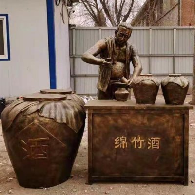 仿铜人物景观小品玻璃钢模型民俗农耕人物雕塑 