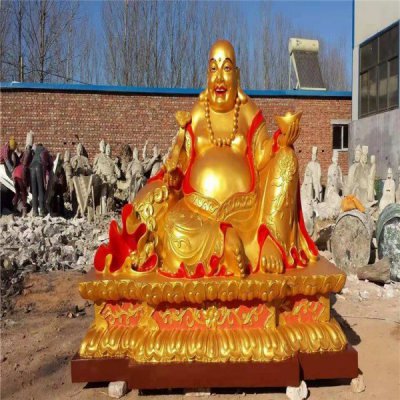 玻璃钢喷金烤漆大型园林寺庙弥勒佛雕塑 弥勒佛雕塑铜雕文物崖柏施工图