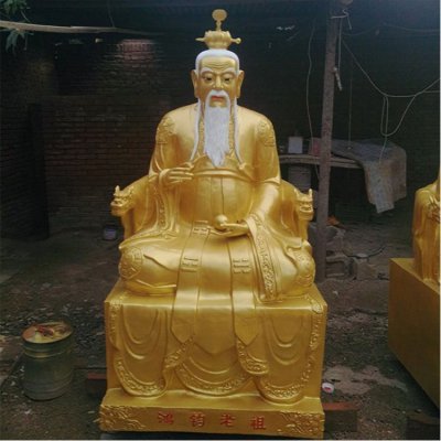 寺庙供奉玻璃钢漆金鸿钧老祖雕像