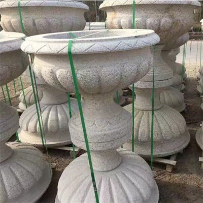 别墅庭院种花景观花钵雕塑 景观雕塑不锈钢石和哈尔福字