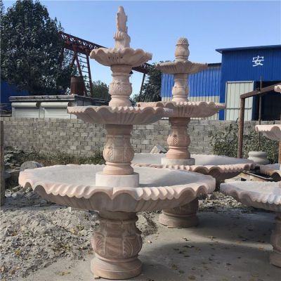 欧式晚霞红多层流水水钵庭院摆件 水钵雕塑喷泉家具红铜小品