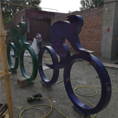运动景观不锈钢抽象骑自行车的人物雕塑 骑自行车雕塑自行车价格卡通厂家