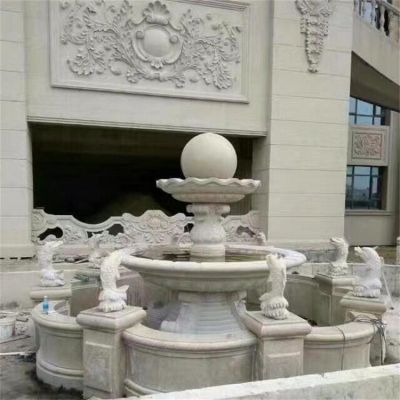别墅小区广场摆放大理石风水球流水水钵 风水球雕塑厂家水晶球岩石20cm
