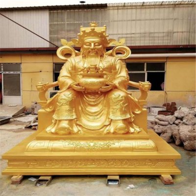 寺庙供奉大型玻璃钢喷金烤漆财神雕塑 财神雕塑图片造像观音广场