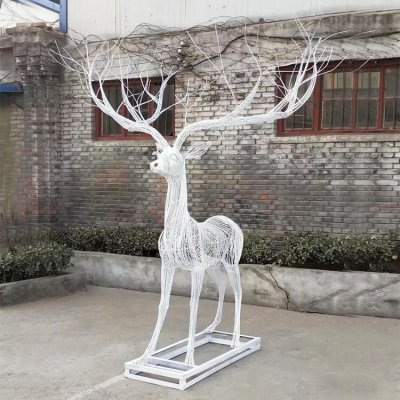 园林摆放铁艺梅花鹿动物景观雕塑 梅花鹿雕塑大全场景机械头顶