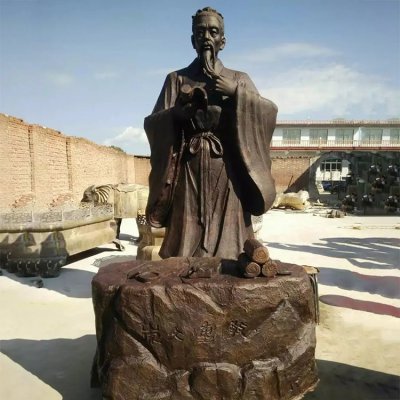 户外城市街道古代人物玻璃钢仿铜景观 