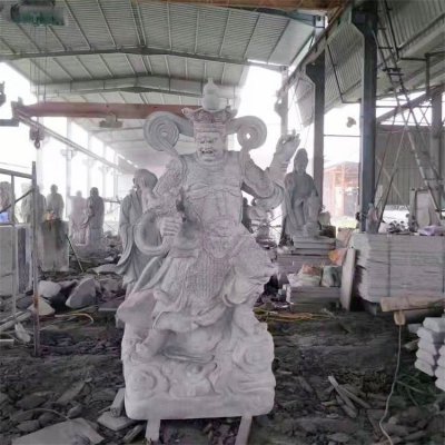 大理石石雕户外园林景观佛像四大金刚摆件 金刚雕塑佛像红色片尾刀片