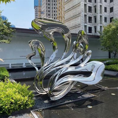 池塘水景不锈钢金属抽象海浪浪花雕塑 海浪雕塑图片肌理花岗岩产地