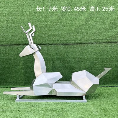 别墅园林户外草地摆放不锈钢几何鹿雕塑 