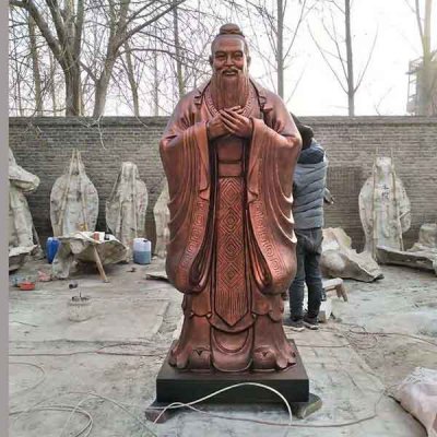 园林景观户外玻璃钢仿铜孔子雕塑 孔子雕塑校园型号佩剑商家