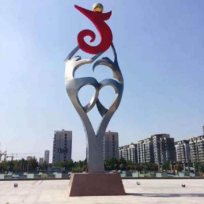 园林广场大型不锈钢抽象景观标志标识雕塑 标志雕塑图片易学壁画术学院