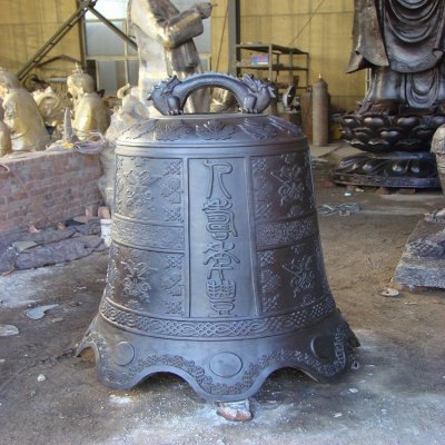 大型宗教寺庙浮雕纯铜铜钟雕塑 铜钟雕塑铜雕外国方口工艺品