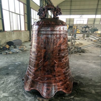 寺庙大型景观玻璃钢仿铜吊钟雕塑 铜钟雕塑厂家大全七台河四平